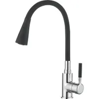 Смеситель Кухня LEDEME с силиконовым изливом МАКСИ (черный/хром) L4199-2