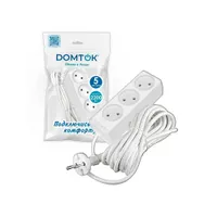 Удлинитель бытовой "DOMTOK" (ЛИДЕР) 3 гнезда, ПВС 2*0,75, 2,2кВт, б/з 5м (2372)
