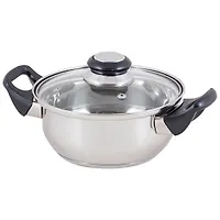 Кастрюля из нерж стали с крышкой (стекло) BAK-01, 1,4 л, ручки - бакелит, , без ТМ арт.985870