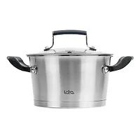 LR02-281 Кастрюля LARA (нерж) ВЕНЕРА 24x13см 5.5л, капсулированное индукционное дно, стекл. крышка