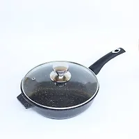 Сковорода 240мм АП "Granit Perfection black", с несъемной ручкой ,стек.крышкой арт.02-2450-210