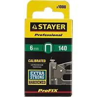 STAYER тип 140 (G/11/57), 6 мм, 1000 мм, калибр 20GA, скобы для степлера, Professional (31610-06) 31