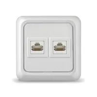 Розетка компьютерная двухместная "UNIVersal" серия "Олимп",о/у, 1А, RJ45, белая (еврослот) (HU2120)