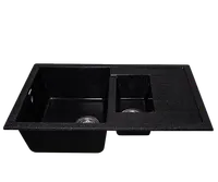 Мойка GranAlliance G-51 (765 х490мм) двухсекционная ,черная с сифоном
