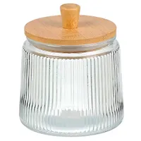Банка 0.8 л, 12х12х14 см, с бамбуковой крышкой, Daniks, Pump (500150)