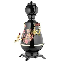 Самовар Centek CT-0092B черный с рисунком и золотом, 4 л, 2300 Вт, поддержание температуры, керамический заварник