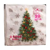 Салфетки 33х33 20 листов 2-слойные (Нарядная ель НГ) Россия 4670019876369 СЛФ49993