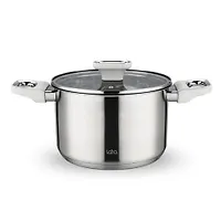 LR02-259 Кастрюля LARA (нерж) ФЛОРА 22x13,5см 5.1л, капсул индукци дно, Soft touch, стекл. крышка