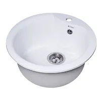 Мойка GranAlliance G-12 круглая молочная с сифоном, d-485 мм