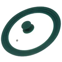 Крышка для посуды стекло, Daniks, Emerald, кнопка силикон, зеленая, 24/26/28 см, GLM-242628-2 (47810