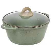 Кастрюля алюминий, антипригарное покрытие, 3 л, с крышкой, крышка стекло, круглая, Гурман, Мята, ГМк