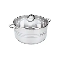 Кастрюля со стеклянной крышкой - 7,0 л (d26 см), нержавеющая сталь, 5-ти СТЕПОВОЕ КАПСУЛИРОВАННОЕ ИН