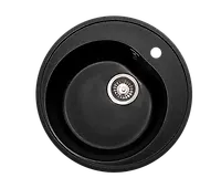 Мойка GranAlliance G-10 (d-500 мм) черная с сифоном