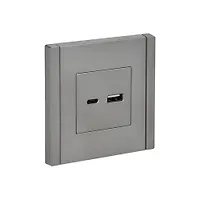 FORTE&PIANO Розетка USB A+C 18Вт FP551 сталь IEK