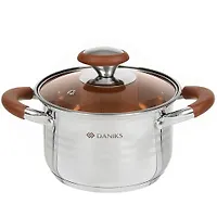 Кастрюля нержавеющая сталь, 2 л, с крышкой, крышка стекло, Daniks, Веллингтон, GS-01415-16CA, серебр