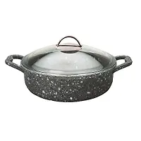 Жаровня из литого алюминия со стекл. крышкой, d=28 см; цвет: гранитно-каменый серый ( R40-28) "МАРУС