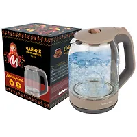 Чайник МАТРЁНА MA-006 электрический (1,8 л) стекло бежевый арт.005414