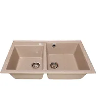 Мойка GranAlliance G-50 (830 х480мм) двухсекционная ,песочная с сифоном