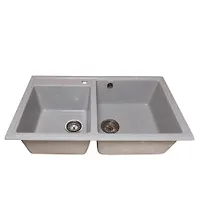 Мойка GranAlliance G-50 (830х480 мм) двухсекционная серая с сифоном