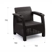 Кресло "Ротанг-плюс" 730х700х790мм (мокко) (без подушки) (уп.1) М8839 г.Октябрьский