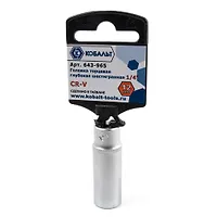 Головка торцевая глубокая КОБАЛЬТ 1/4", 12 мм, Cr-V (1 шт.) подвес 643-965
