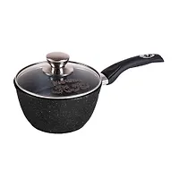 Ковш 1,2л АП Гранит black с несъемной ручкой и стеклянной крышкой арт. 81802
