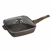 Сковорода квадратная 24*24 см "Premium" (mokko) со съемной ручкой и стекл. крышкой арт. с025902