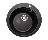 Мойка GranAlliance G-11   (d-490 мм) черная с сифоном
