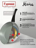 Сковорода литой алюминий, 24 см, антипригарное покрытие, Гурман, Мята, ГМ2401МЛ, индукция (473568)