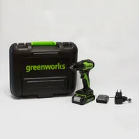 Дрель-шуруповерт аккумуляторная Greenworks GD24DD35K2 24V, АКБ 2 А.ч и ЗУ, кейс (3704007UA)