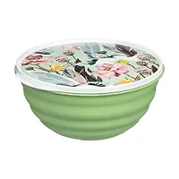 Миска Латина Homver 2,1л с крышкой с декором Ботаника 1336