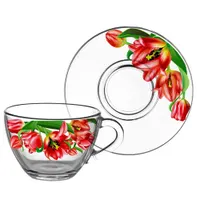 Набор подарочный 4 пр."Дуэт" 2 кружки,2 блюдца арт.2222-Д "Тюльпаны"