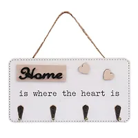 Ключница открытого типа HOME на 4 крючка, 23,5х12,7х3 см, МДФ, металл (510-034)