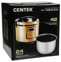 Мультиварка Centek CT-1495 Black Ceramic <золото> 900Вт, 5л, КЕРАМ. ПОКР-Е ЧАШИ, 42прогр +мультишеф
