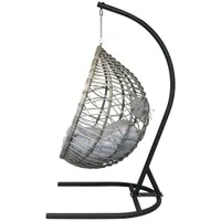 Кресло подвесное Вирджиния Garden story стойка+основ черн,корзн.графит.,подуш св серая D3414-МТ006