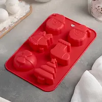 Форма для выпечки 6 ячеек "Новый год.Праздник к нам приходит" 26x17,5x2,5 см цвет МИКС арт.4293913 г