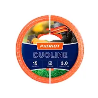 Леска Patriot Duoline 3,0 мм 15 м, скрученный квадрат, двухцветная, красная жила