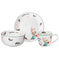 Набор посуды lefard "Мой зайчик" 3 пр.: салатник 13*6,5 см 580 мл, тарелка 19,5*2 см, кружка 270 мл