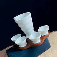 Блюдо для подачи картофеля фри с соусниками 5пр. на подставке TROPICAL в под.уп.(х8)Фарфор арт.235-0