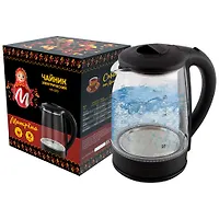 Чайник МАТРЁНА MA-009 электрический (2,0 л) стекло черный арт.005418