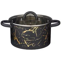 Кастрюля agness "Fantasy " со стеклянной крышкой, нерж.сталь, 4,6л 22х12 см 916-303