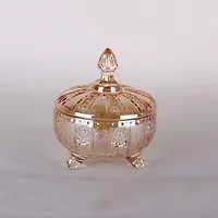 Ваза сервировочная с крышкой 12х14.5см, Хрустальное солнце amber 8336