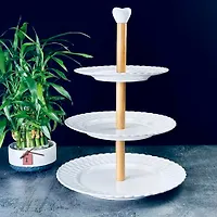 Трехъярусная этажерка 25.5x33 см BAMBOO в под.уп.(х12)Фарфор,бамбук арт.140-038