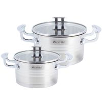 Набор кастрюль 4 предмета (16*9cm, 18*10cm) из нержавеющей стали (5860)