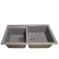 Мойка GranAlliance G-50 (830 х480мм) двухсекционная ,темно-серая с сифоном