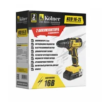 Kolner KCD 16-2L  Дрель-шуруповерт аккумуляторная 16 Вольт, 0-400/1450 об/мин, 28/19Нм, 2 Ач(L