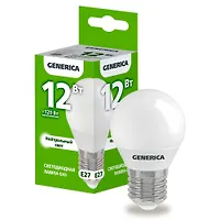Лампа LED G45 шар 12Вт 230В 4000К E27 GENERICA арт.LL-G45-12-230-40-E27-G