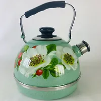 Чайник 3,5 л.(подвиж.ручка) - селадон/маричка (декор- нерж.сталь) ТМ04/35/10/33 (г.Ростов)