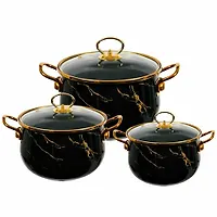Набор кастрюль ZEIDAN Z-80641 6 предметов Black marble