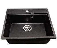 Мойка GranAlliance G-21   (560 х500мм) черная с сифоном